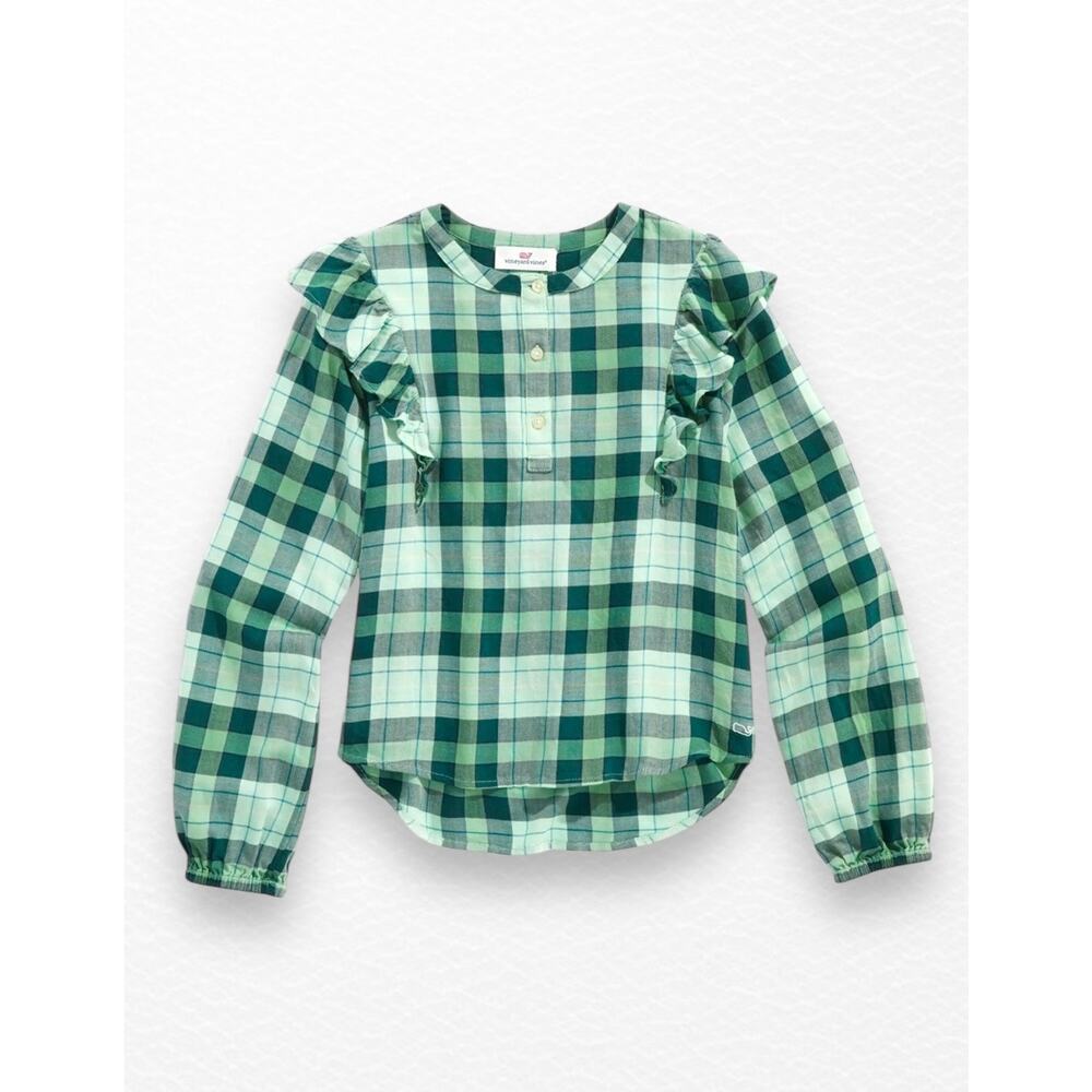 NWT Vineyard Vines Girls’ Ruffle Twill Top, Size L